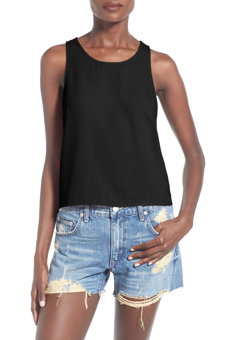 Boxy Crepe Tank, Main, color, BLACK