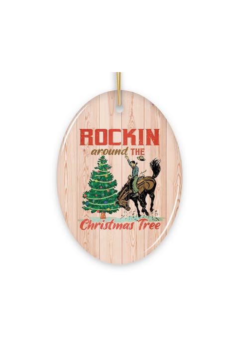 Rockin Around The Christmas Tree Cowboy Oval Ornament