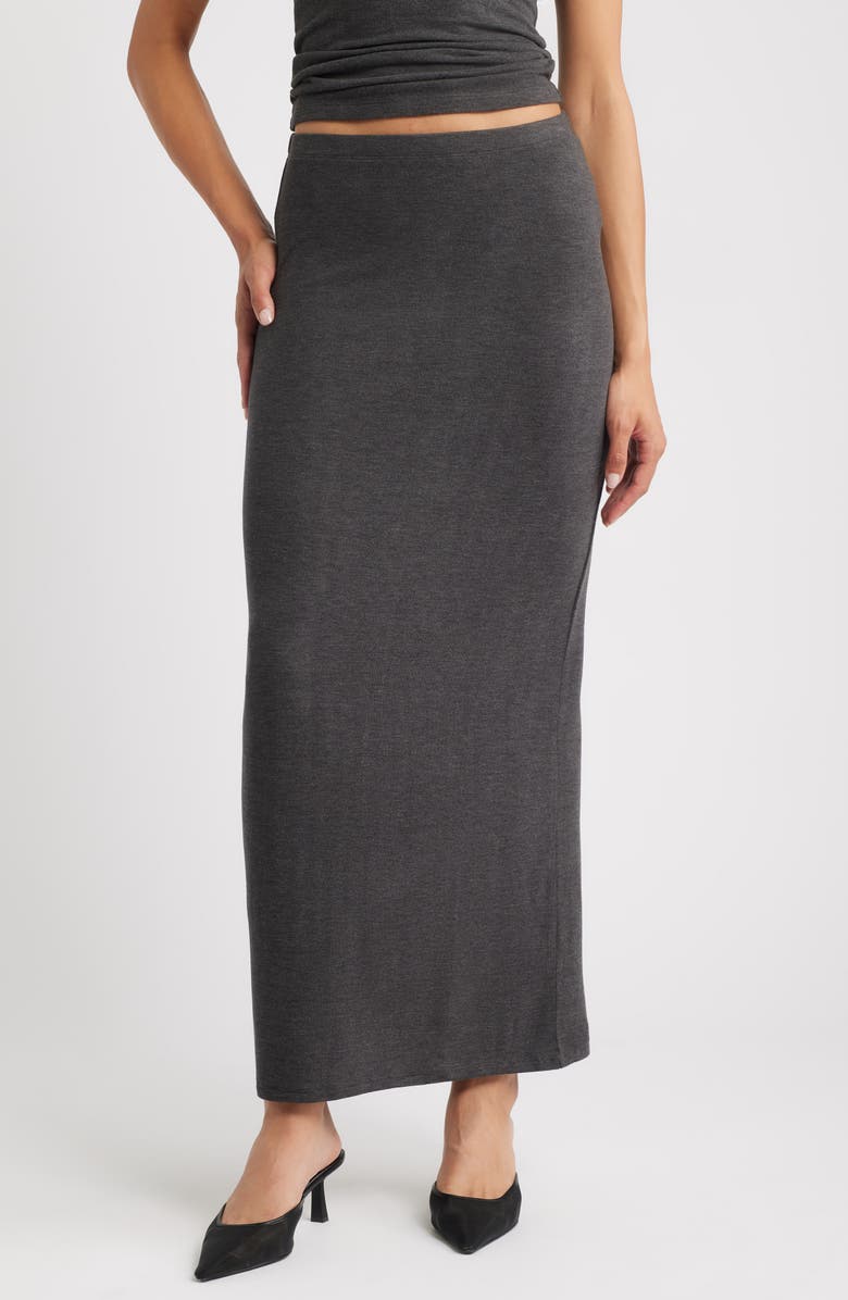 ARTLESS FOREVER Eloise Back Slit Maxi Skirt, Main, color, Charcoal