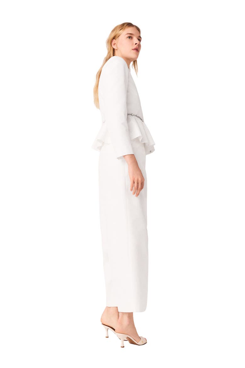 Cropped jacket with jewelled belt, Alternate, color, White