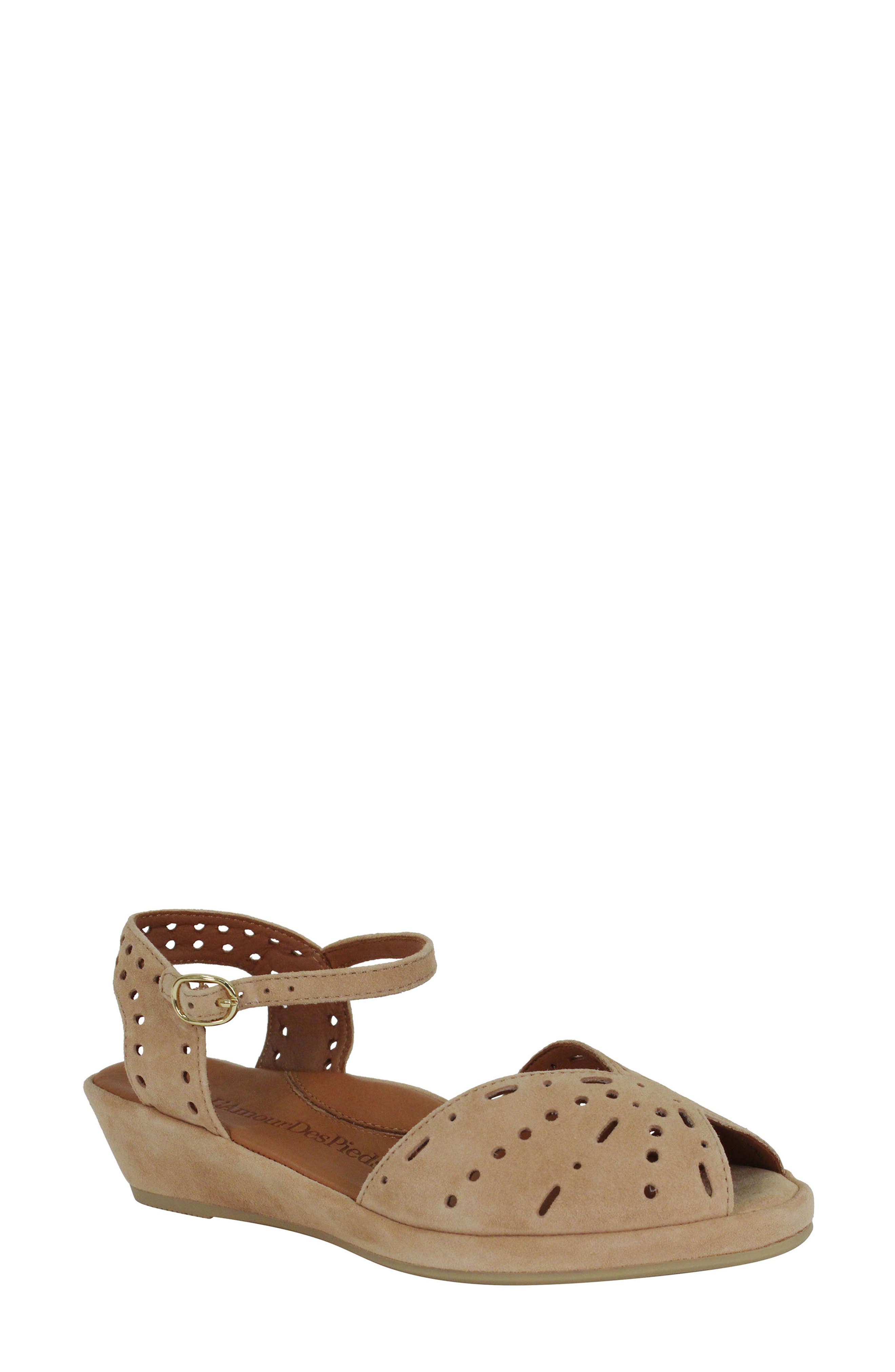 'Brenn' Ankle Strap Sandal, Alternate, color, COGNAC SUEDE