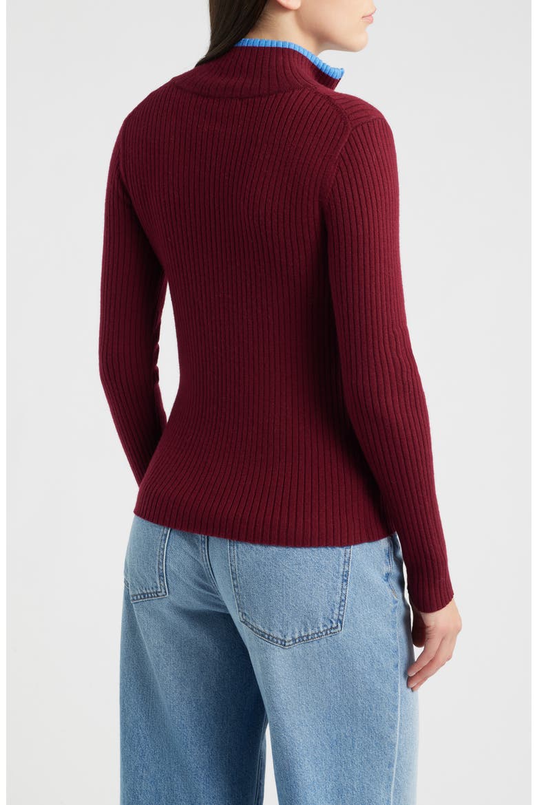 Kuju Half Zip Ribbed Sweater, Alternate, color, BORDEAUX