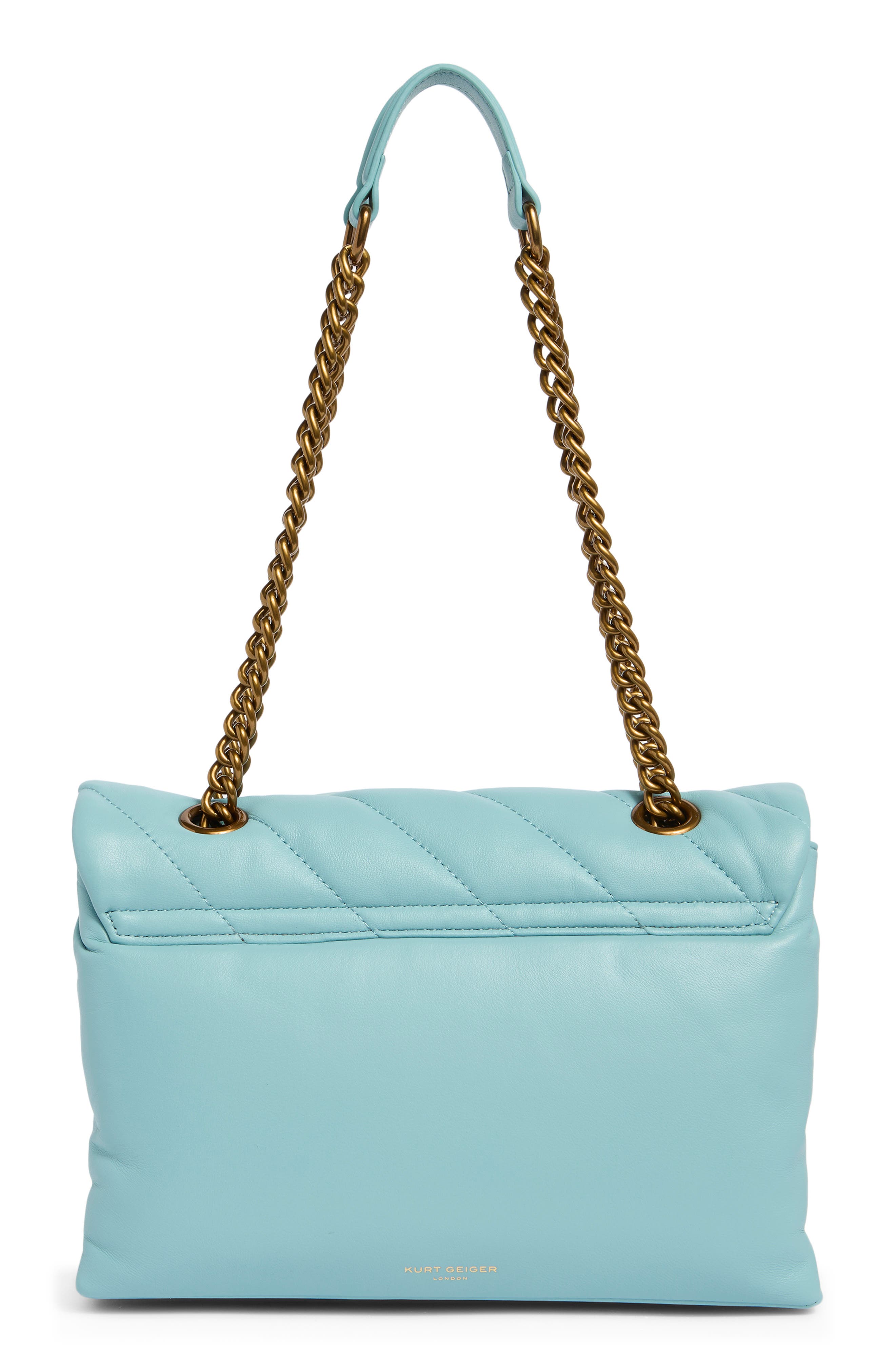 Kurt Geiger London Large Soho Quilted Leather Shoulder Bag, Alternate, color, Mid Blue