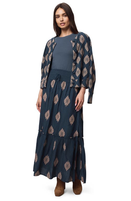 Splendid Vivian Print Smocked Maxi Skirt In Green