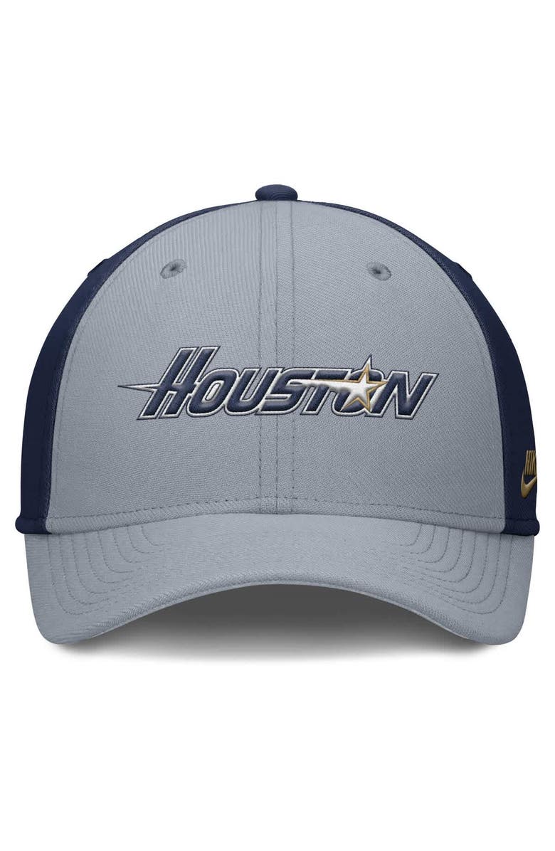 Nike Men's Nike Gray/Navy Houston Astros Rise Swoosh Performance Flex Hat, Alternate, color, Gray