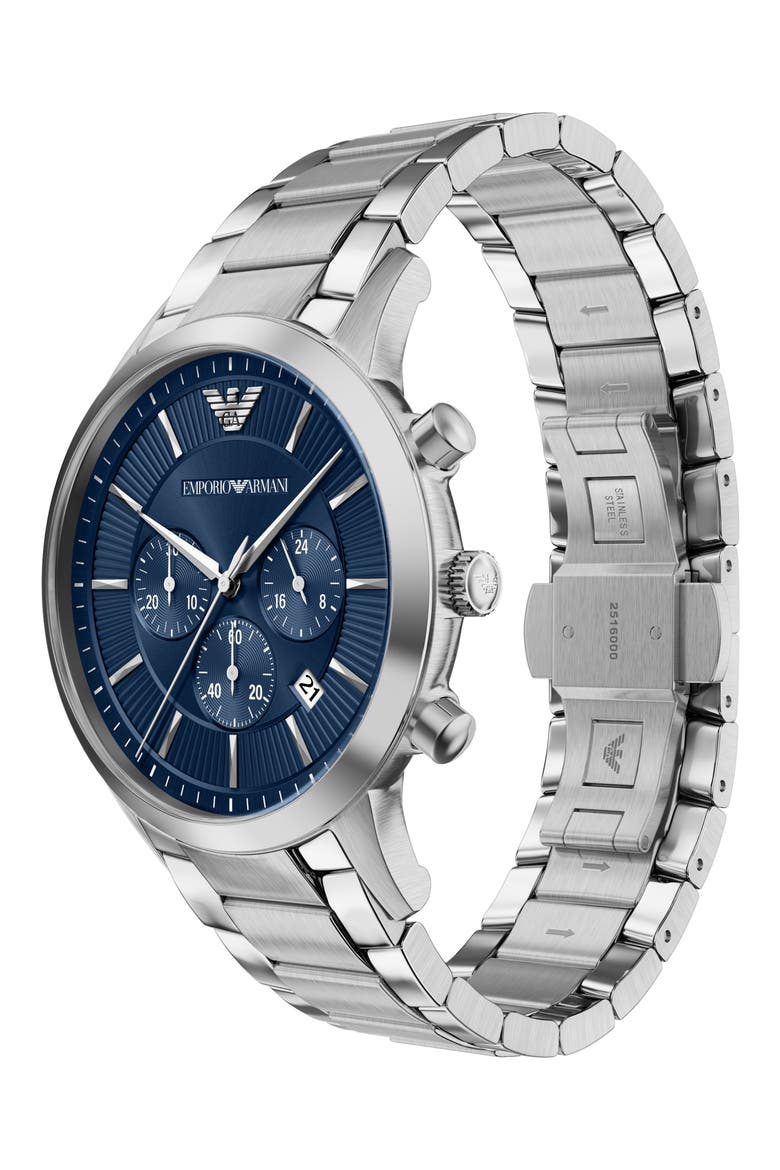 Archetipo Chronograph Bracelet Watch, 43mm, Alternate, color, SILVER/ BLUE