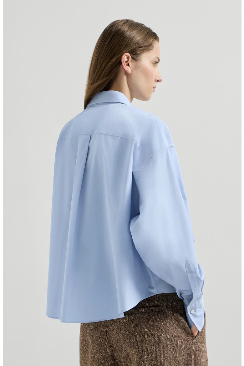 Cotton poplin shirt with shiny details, Alternate, color, Oxford Blue