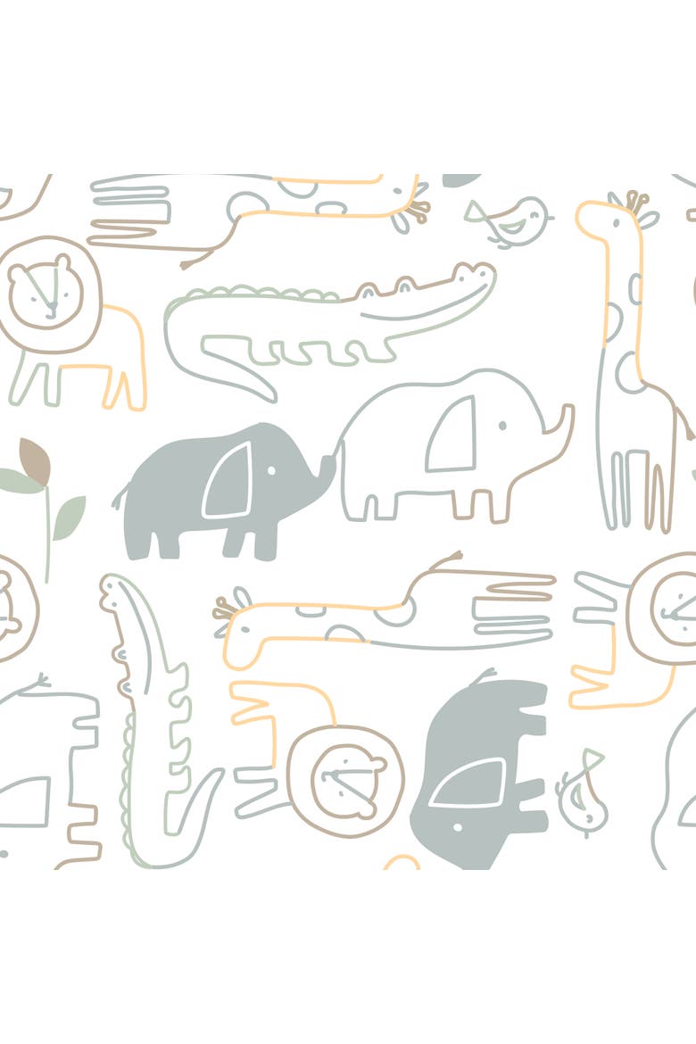Jungle Story 100% Cotton Safari Baby Fitted Crib Sheet, Alternate, color, White Multi