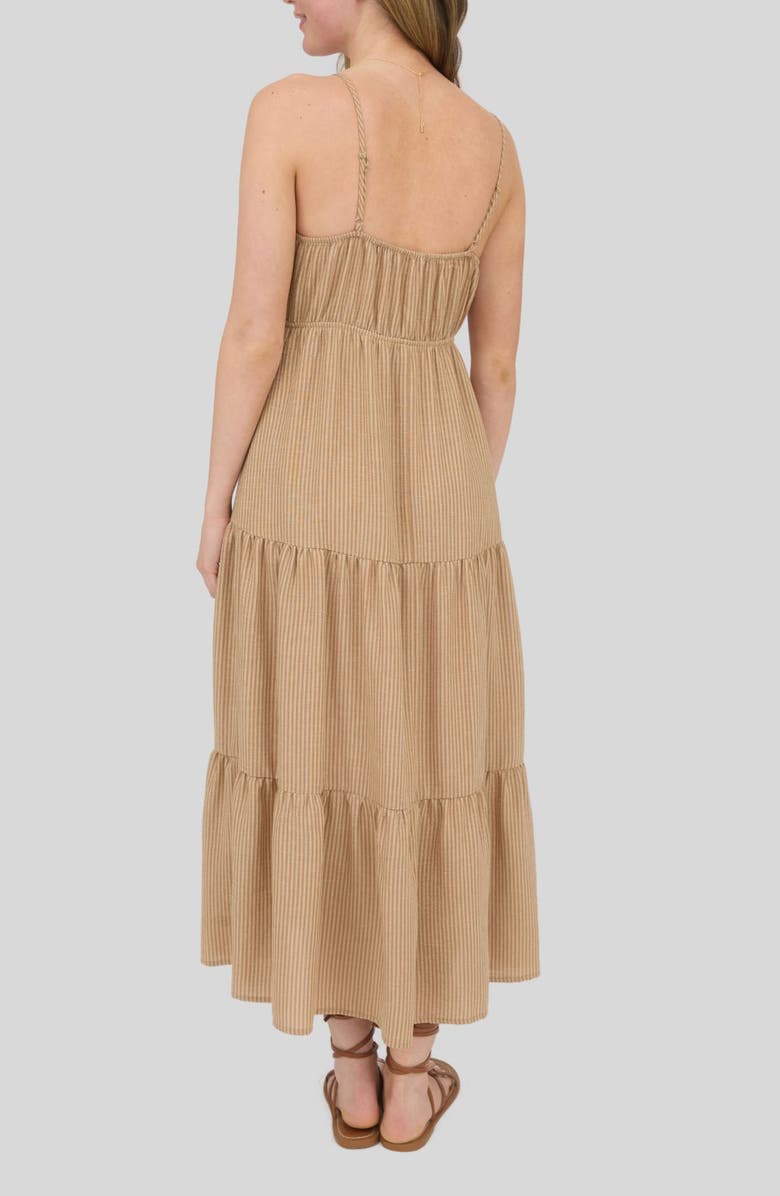 Blu Pepper Stripe Empire Waist Tiered Sundress, Alternate, color, Khaki