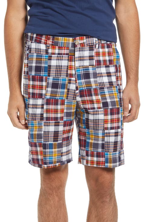 Patchwork Madras Flat Front Shorts