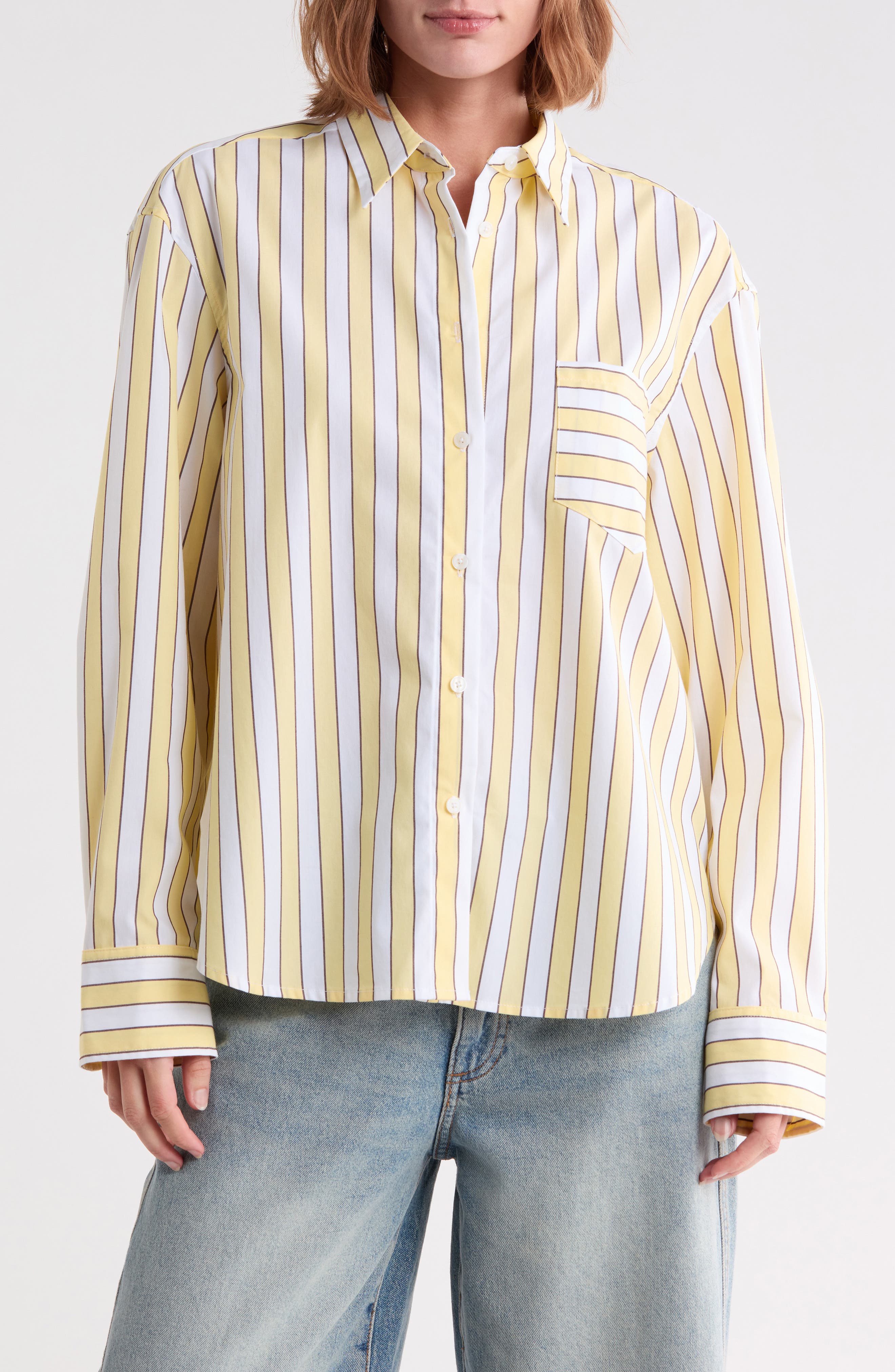 Classic Boxy Poplin Button-Up Shirt