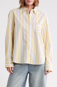 Good American Classic Boxy Poplin Button-Up Shirt