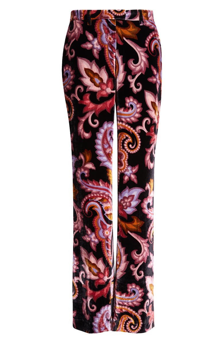 Etro Paisley Print Velvet Straight Leg Pants, Alternate, color, Printed Black Base