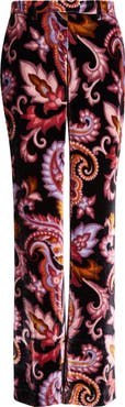 Etro Paisley Print Velvet Straight Leg Pants
