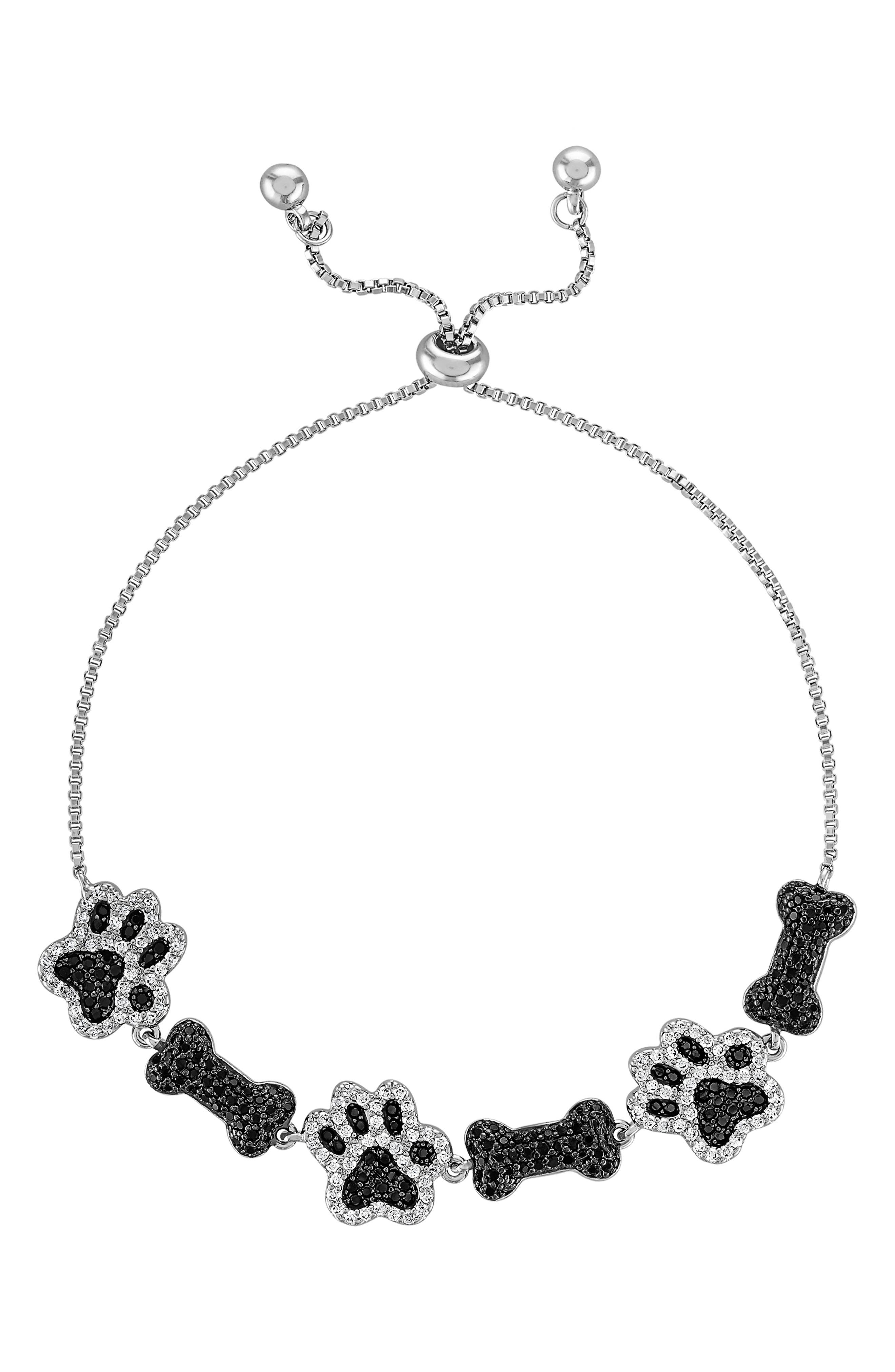 Black Spinel & White Sapphire Slider Bracelet