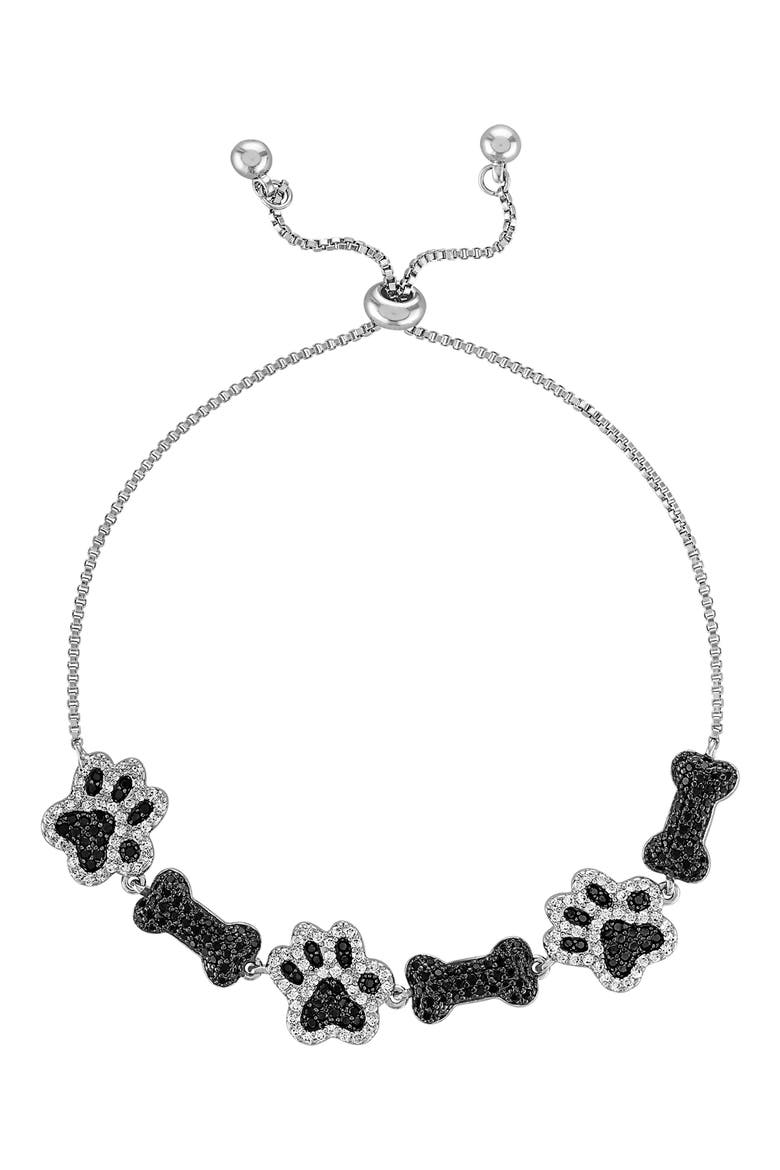 Black Spinel & White Sapphire Slider Bracelet, Main, color, WHITE