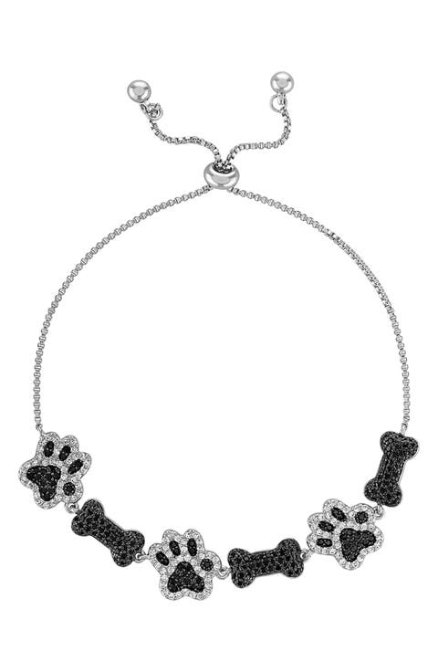 Black Spinel & White Sapphire Slider Bracelet