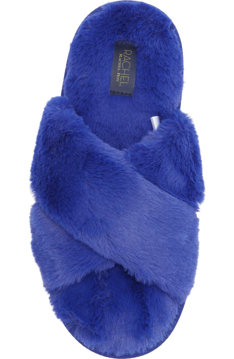 Rachel Roy Cardi Faux Fur Slipper, Alternate, color, Cobalt