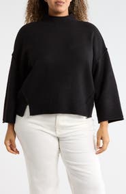 MAX STUDIO Exposed Seam Mock Neck Sweater
