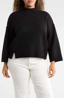 MAX STUDIO Exposed Seam Mock Neck Sweater