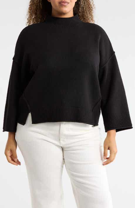 MAX STUDIO Exposed Seam Mock Neck Sweater