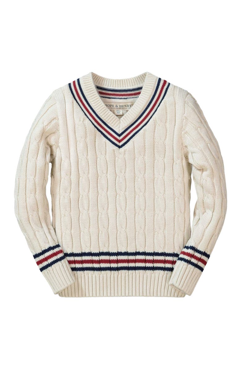 Hope & Henry Boys' V-Neck Cricket Sweater, Kids, Main, color, Antique White