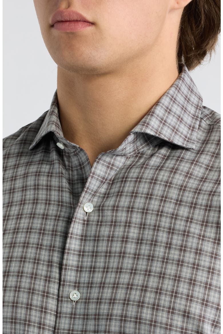 Bernard Plaid Cotton Sport Shirt, Alternate, color, GREY MIST