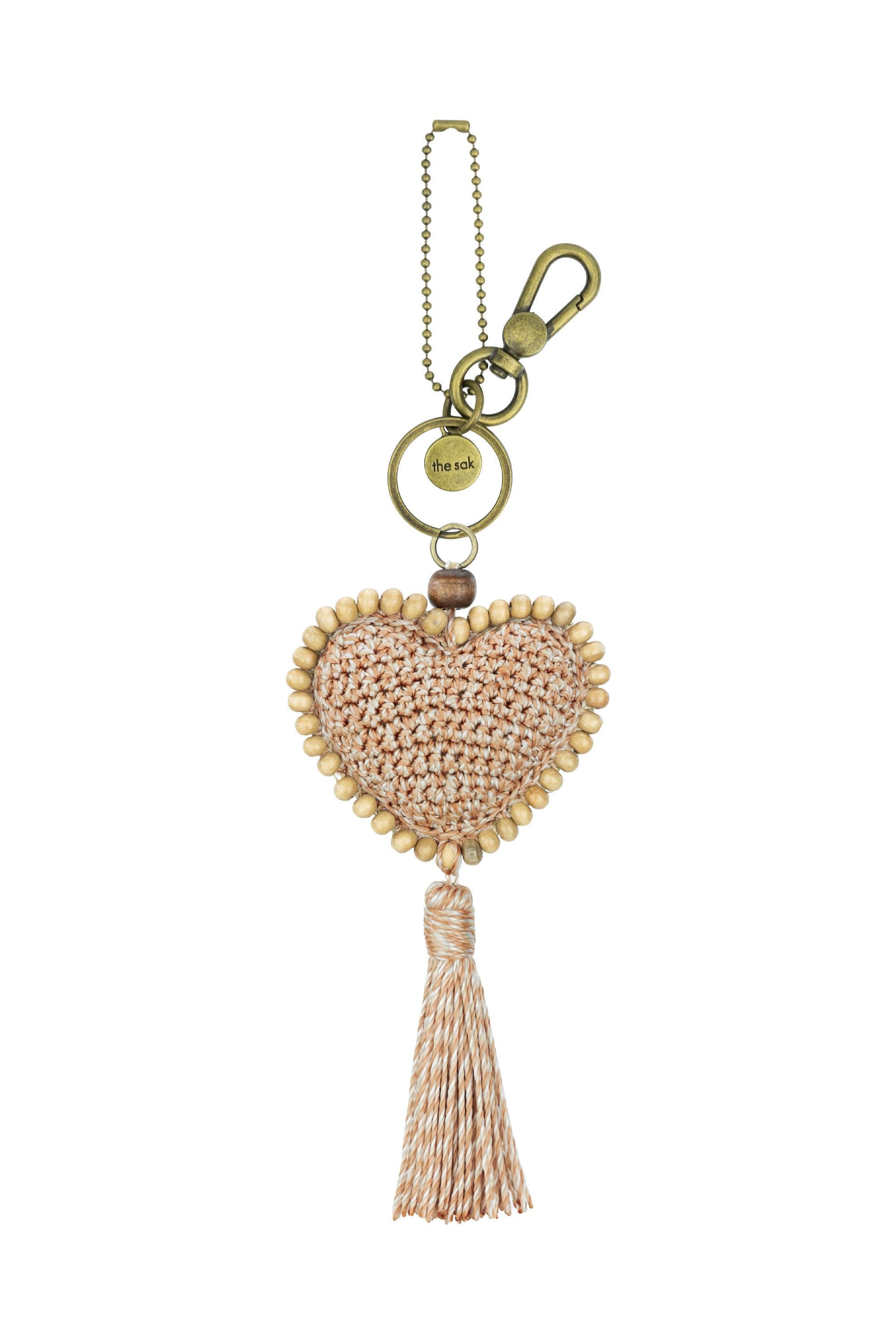 Yarnicharmz Crochet Heart Dangle, Main, color, Bamboo Static Tonal