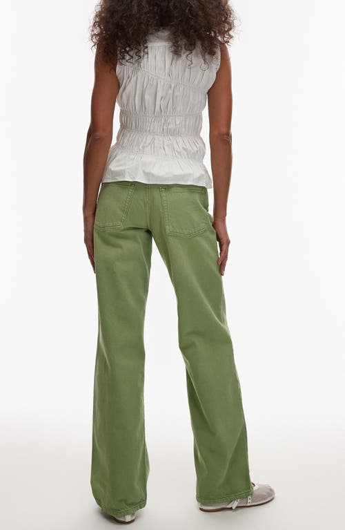 Topshop Ember Low Rise Wide Leg Jeans In Light Green