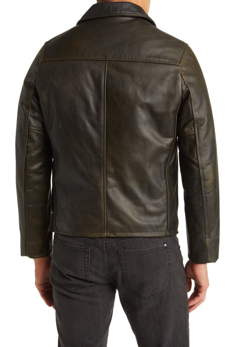 Waxy Cowhide Leather Mechanics Jacket, Alternate, color, OLIVE
