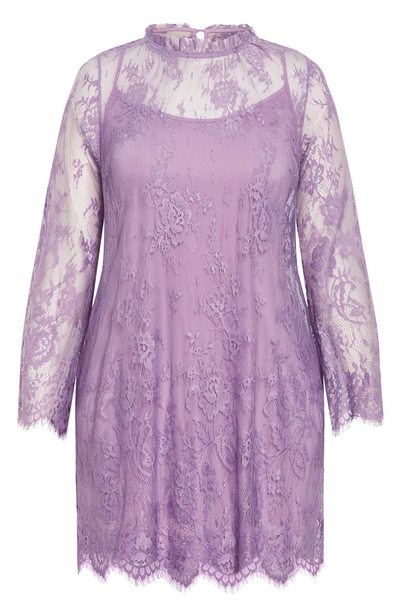 City Chic Zelda Lace Minidress, Alternate, color, Lilac Lace
