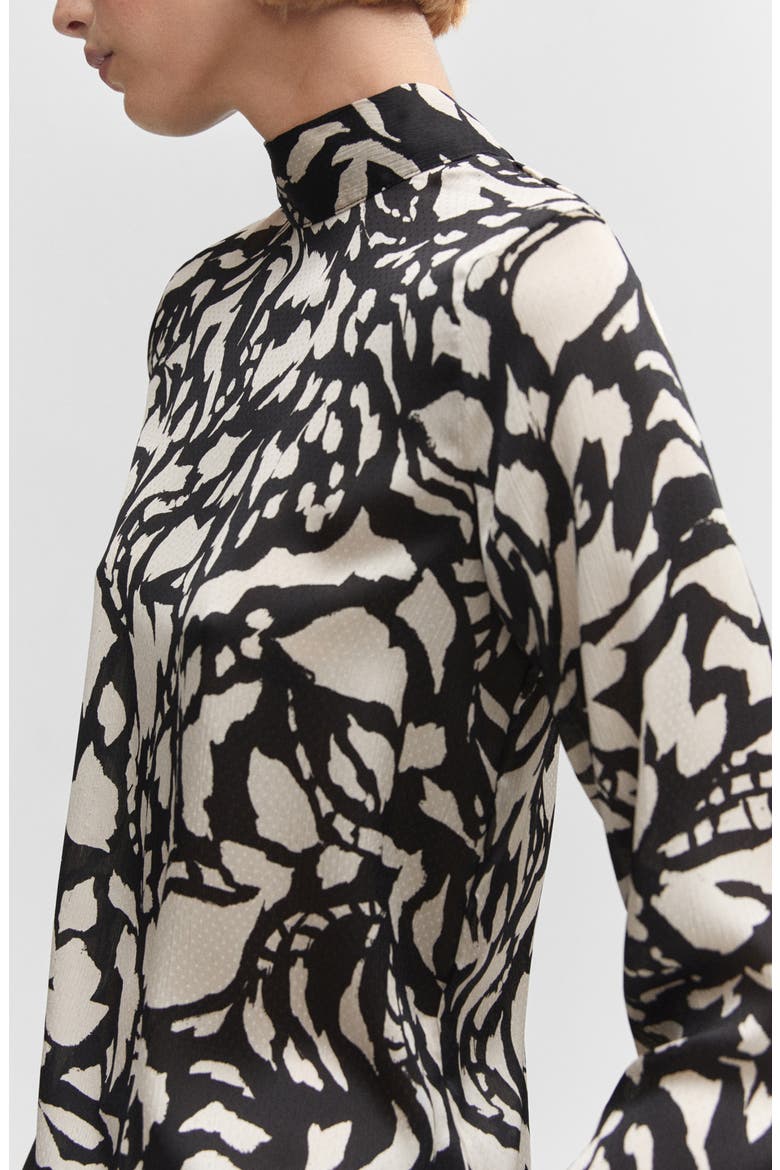 Print Mock Neck Top, Alternate, color, BLACK