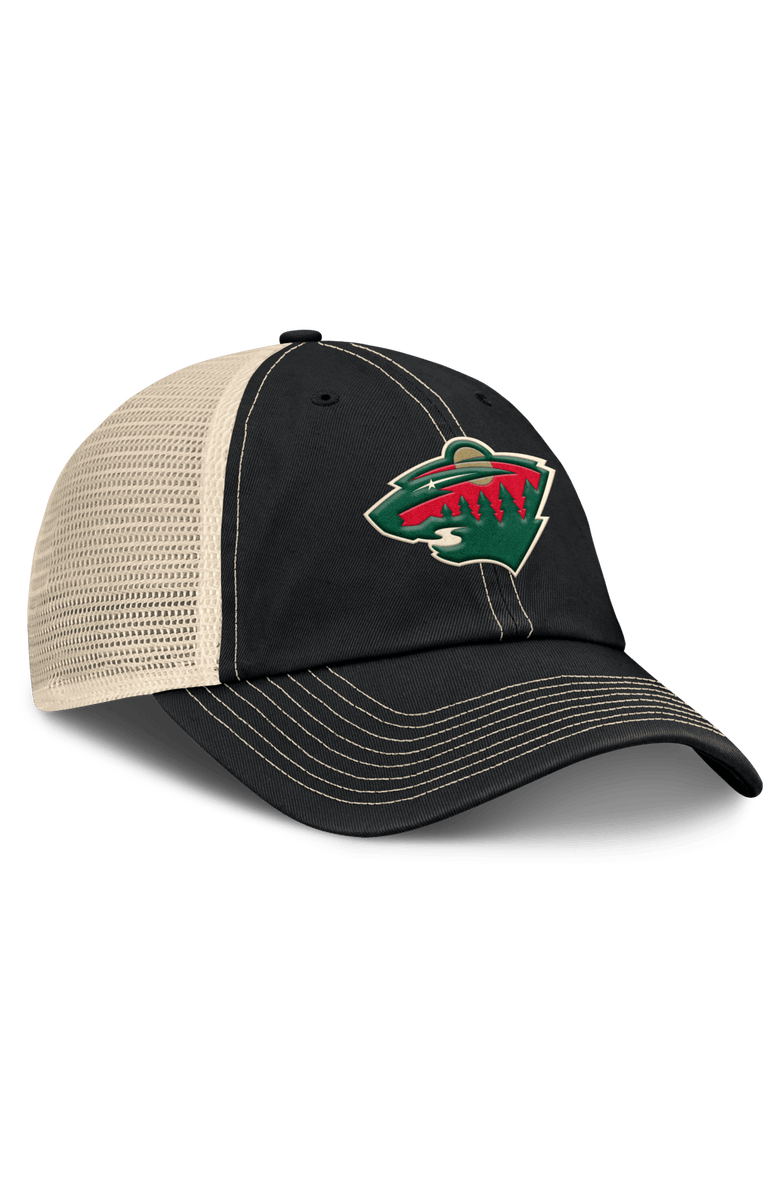 FANATICS Men's Fanatics Black/Natural Minnesota Wild Rival Trucker Adjustable Hat, Alternate, color, Black