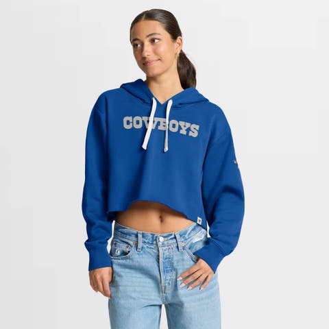 Women's Fanatics Royal Dallas Cowboys Oversized Hometown Heritage Cropped Hoodie