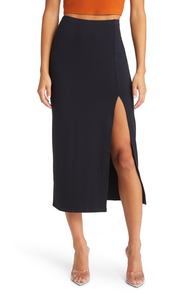 Open Edit Slit Hem Midi Skirt, Main, color,