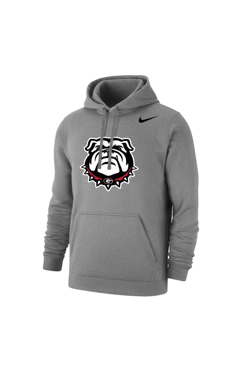 Nike Men's Nike Heather Gray Georgia Bulldogs Logo Club Pullover Hoodie, Alternate, color, 