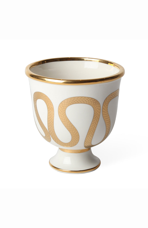 Jonathan Adler Botanist Snake & Apple Decorative Bowl In White/gold