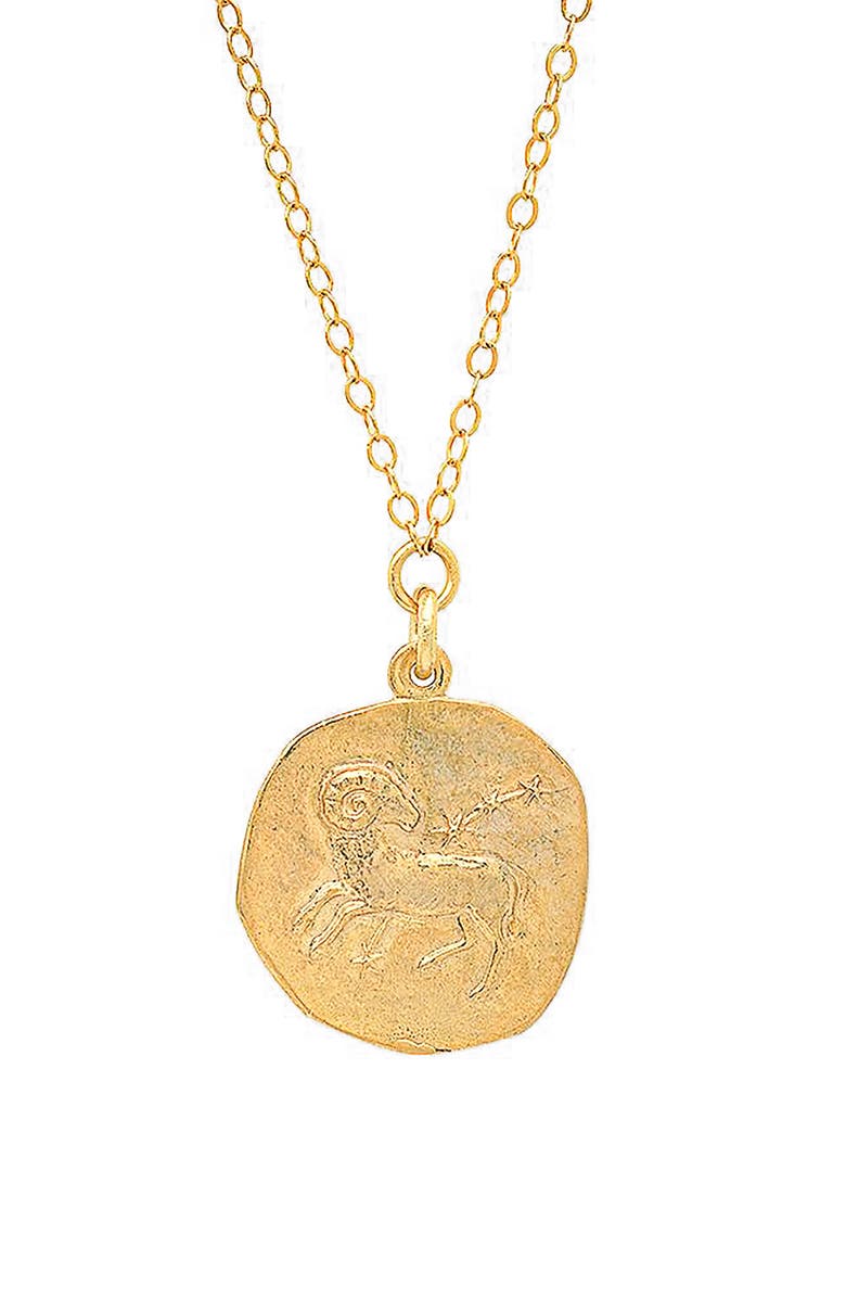 STUDIO GRUN Zodiac Sign Coin Pendant Necklace, Main, color, 
