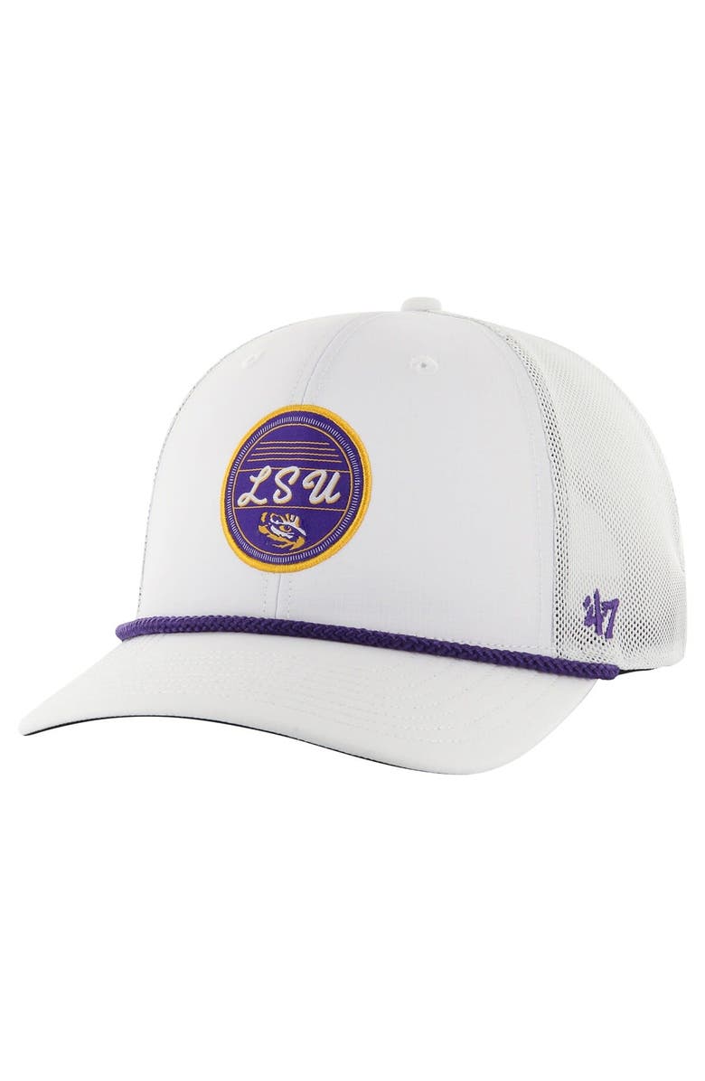'47 Men's '47 White LSU Tigers Fairway Trucker Adjustable Hat, Main, color,