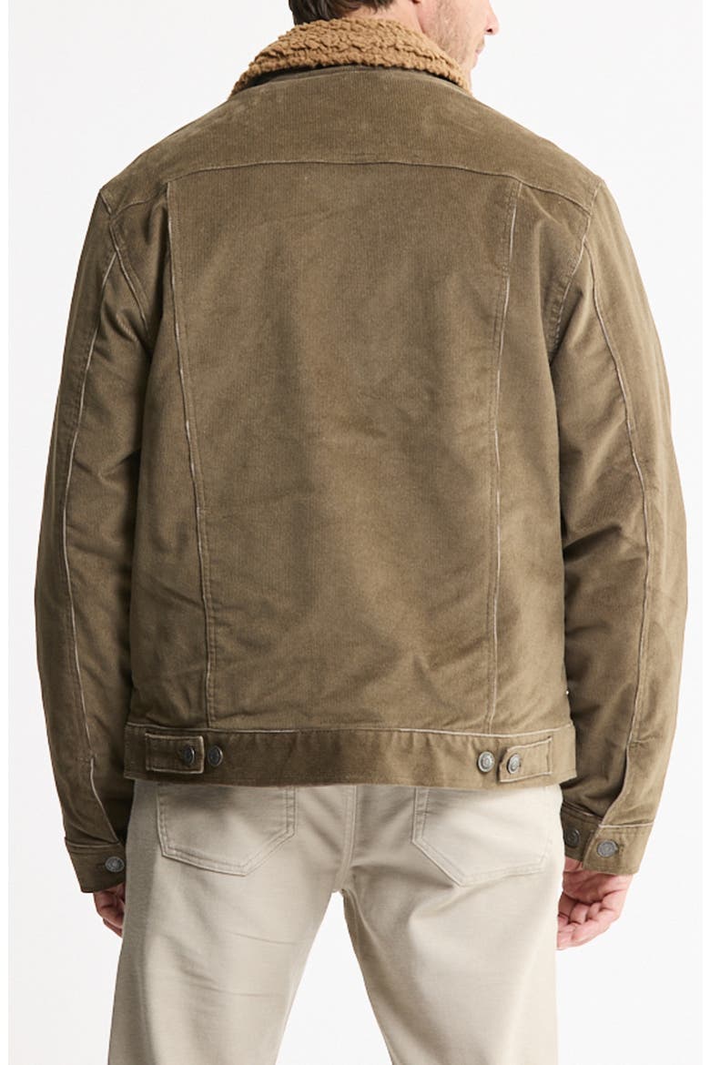 Corduroy Trucker Jacket with Faux Fur Collar, Alternate, color, OLIVE
