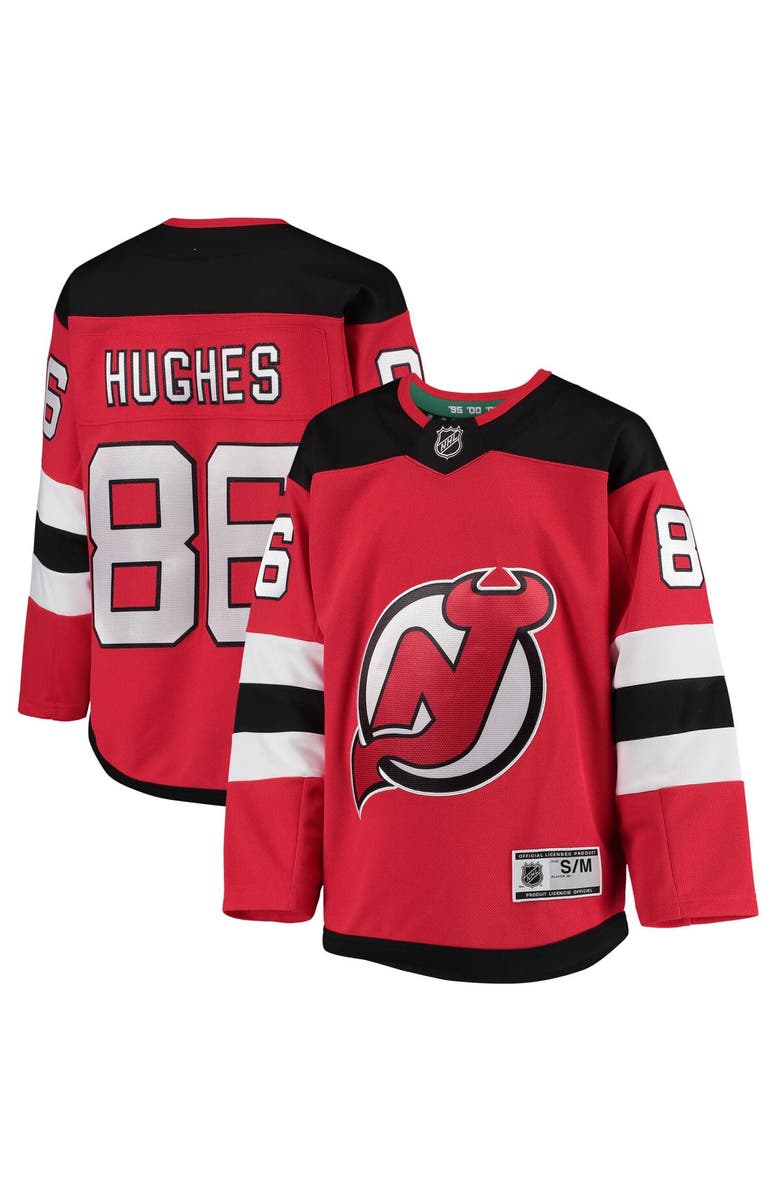 Outerstuff Youth Jack Hughes Red New Jersey Devils Home Premier Player Jersey, Alternate, color, Red