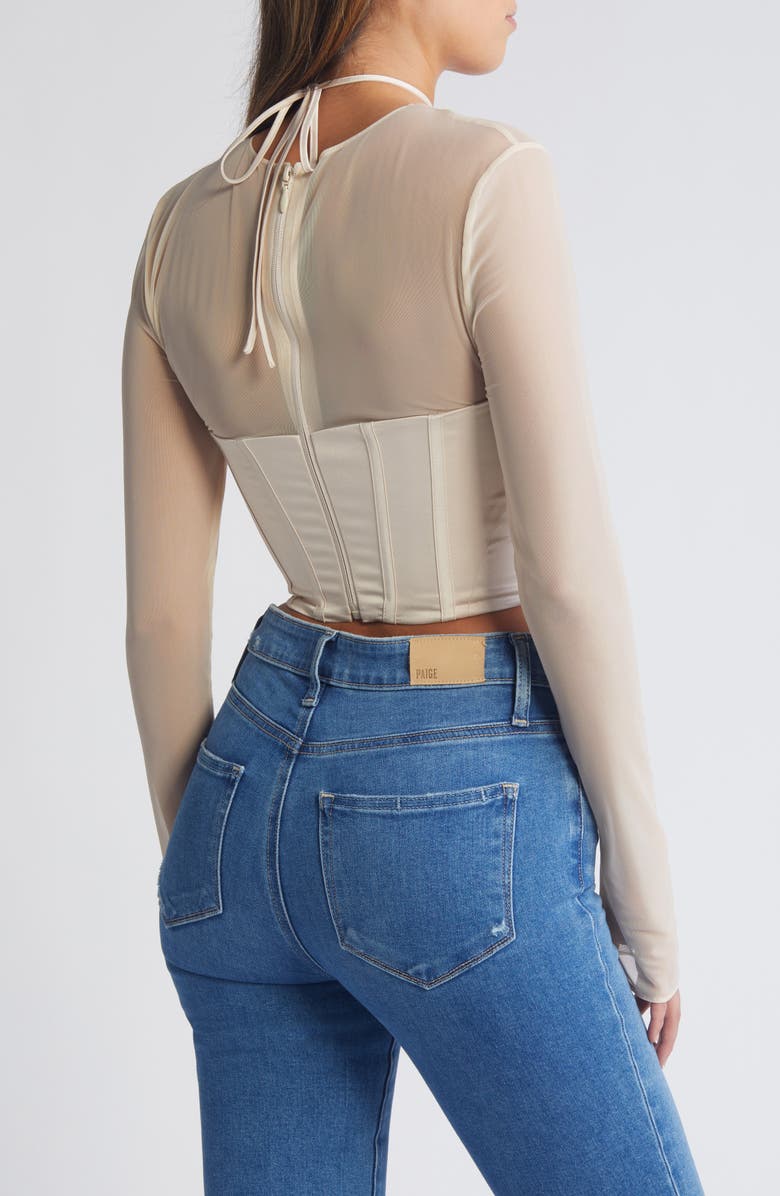 Mistress Rocks Know You Long Sleeve Corset Top, Alternate, color, Vanilla