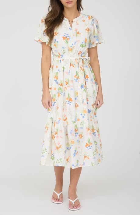 AUGUST SKY Flutter Sleeve Midi Dress