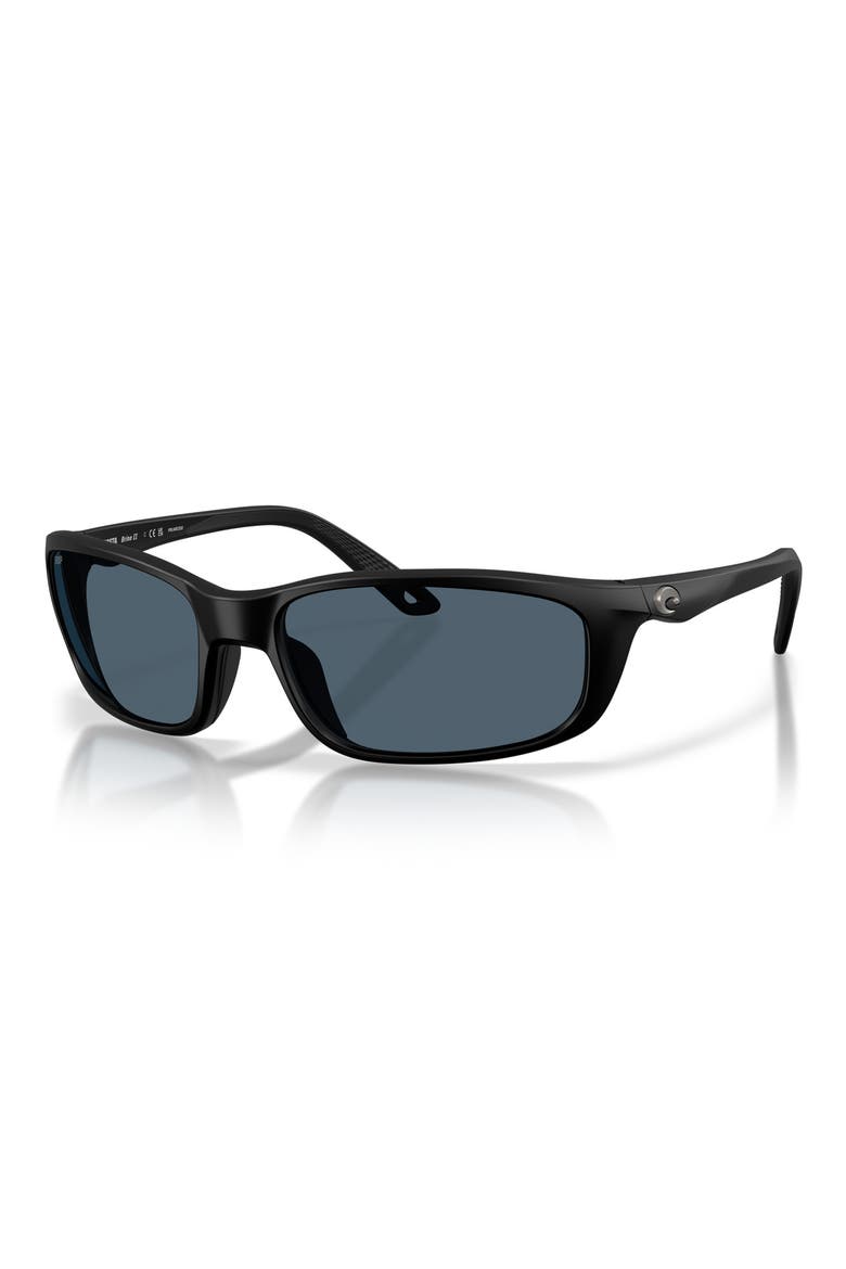 Brine II 59mm Polarized Rectangular Sunglasses, Alternate, color, MATTE BLACK / GRAY