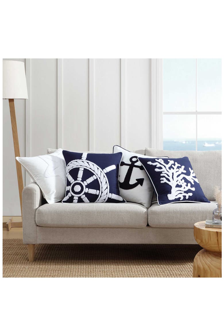 Anchor Loop Cotton Decorative Pillow, Alternate, color, MEDIUM / DARK RED