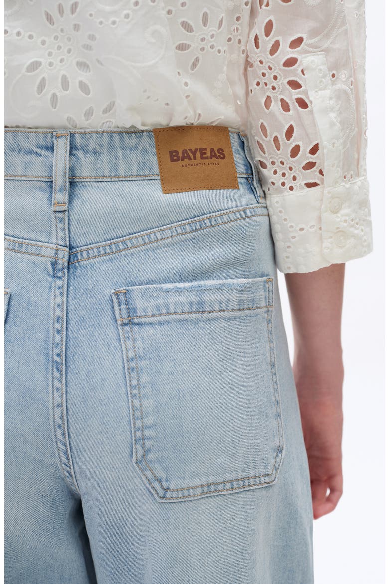 Utility Super High Waist Crop Barrel Jeans, Alternate, color, LIGHT BLUE