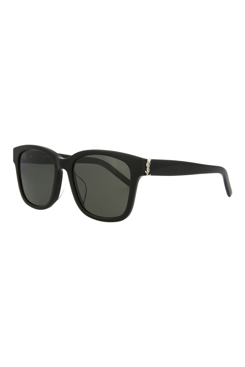 55mm Rectangular Sunglasses, Alternate, color, BLACK BLACK SILVER