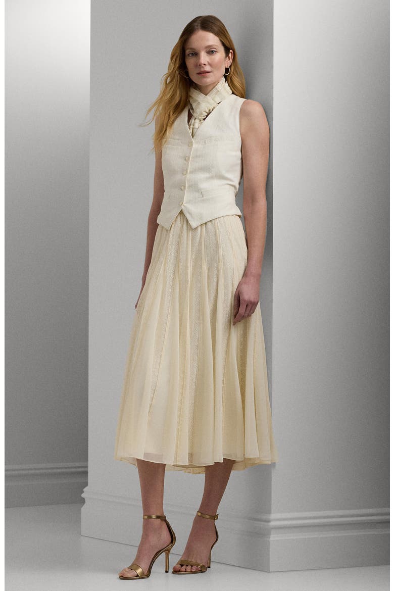 Lace & Chiffon Midi Skirt, Alternate, color, MASCARPONE CREAM