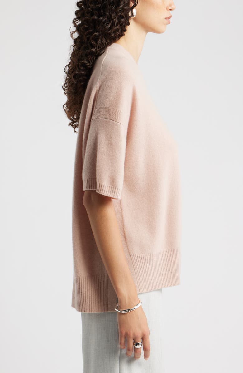 Nordstrom Relaxed Short Sleeve Cashmere Sweater, Alternate, color, Tan Memoir