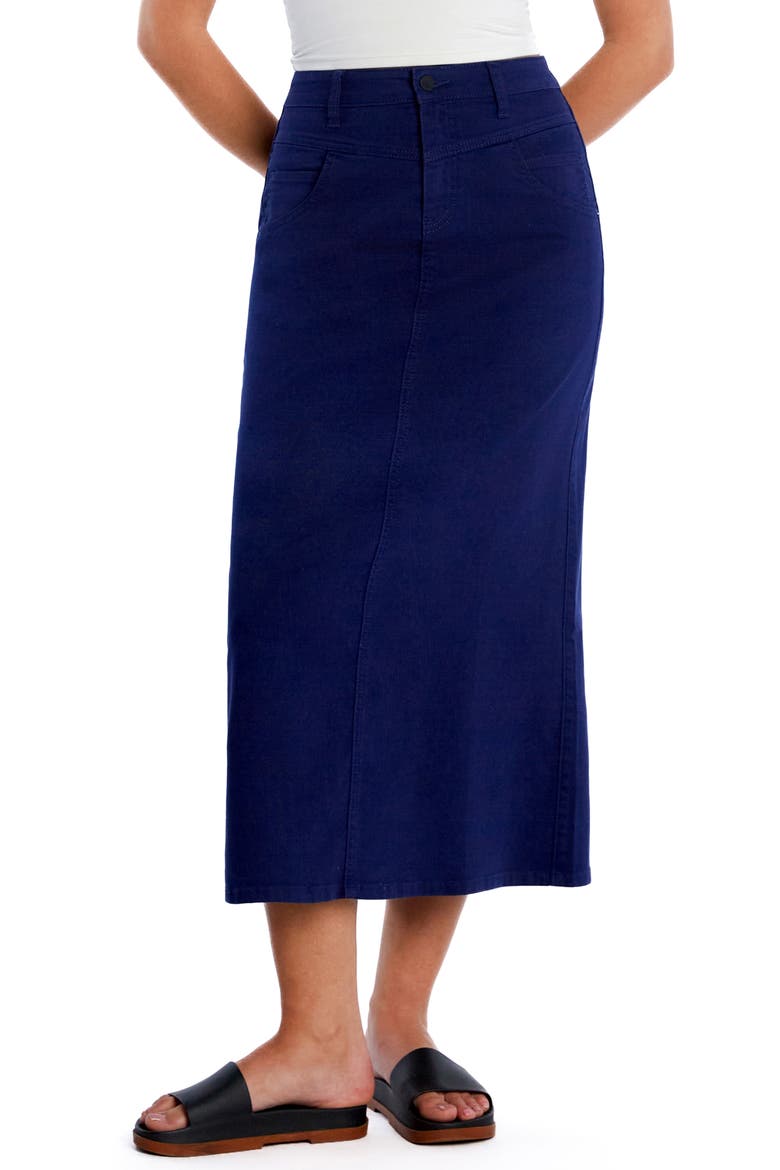 Lilou Denim Midi Skirt, Main, color, CASTLE BLUE